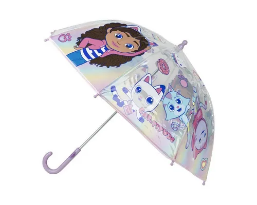 Cerda Stockregenschirm Gabby´s Dollhouse Regenschirm ⌀ 71 cm Leichter Kuppel-Schirm, Rundum durchsichtig