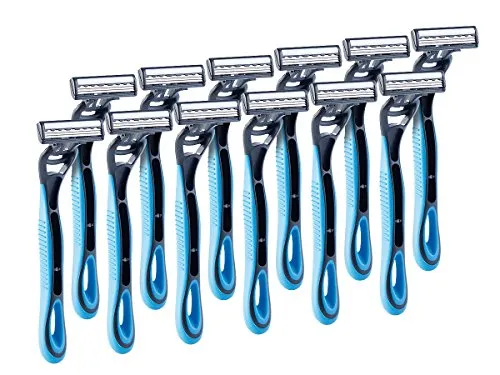 PEARL Rasierer: 12-er Pack 3-Klingen-Einwegrasierer (Nassrasierer, Einmalrasierer, Rasierklingen)