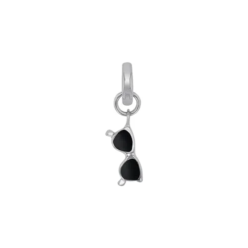 Amor Charm 925 Sterling Silber Damen Charms, 2 cm, Schwarz, Sonnenbrille, Kommt in Schmuck Geschenk Box, 2038520