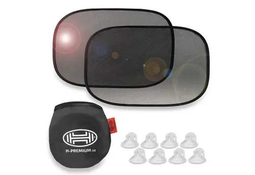 HEYNER Autosonnenschutz Auto-Sonnenschutz 55x35cm 2er Set Saugnäpfe Autofenster UV Schutz, 3.5 x 0.5 cm, (Set, 2-St)