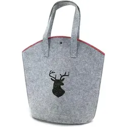 heimtexland ® Handtasche Filz Hirsch Geweih Shopper Einkaufstasche Trachten Dirndl Filztasche Typ852 Grau - Grau