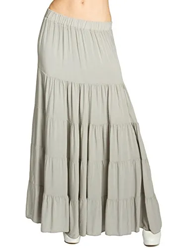 Caspar RO020 Langer eleganter Damen Maxi Sommer Rock - Klassischer Maxi Faltenrock in Taupe, vielseitig kombinierbar und figurfreundlich geschnitten. Hochwertiges, leichtes Material mit hohem Tragekomfort - ideal für stilvolle Sommerlooks.