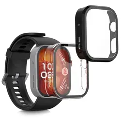 kwmobile 2x Glas Hülle für Huawei Watch Fit 4 Pro Schutzhülle - Fullbody Fitnesstracker Case Set aus Glas - Schwarz Transparent - Schwarz