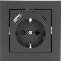 ProCharge Steckdoseneinsatz für ProCharge 1xUSB A + 1xUSB C Schwarz