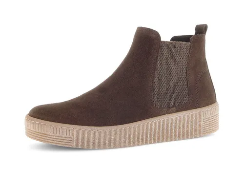 GABOR Chelseaboots für Damen, Gr. 43, dunkelbraun - Sportliche Chelseaboots aus hochwertigem Veloursleder mit Plateauabsatz und Gabor BEST FITTING für optimalen Komfort. Ideal für Wanderungen und den Alltag.