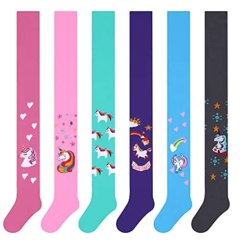 L&K-II 6er Kinder Strumpfhose Mädchen Einhornmuster