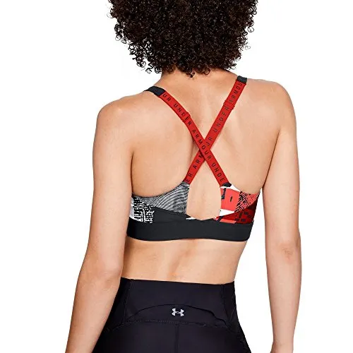 Under Armour Damen Sport Bra UA Vanish Panel Drucken, Black/Radio Red/Tonal, S, 1316178-005