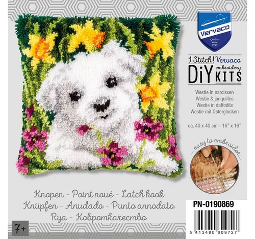 Produktbild VERVACO Knüpfkissen Set WESTIE – Kreatives DIY für Anfänger