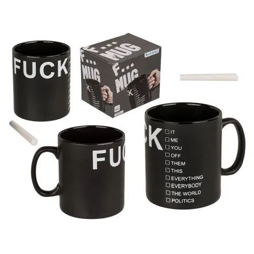 Extra großer Kaffeebecher Fuck mit Kreide zum beschriften 885ml Geschenk