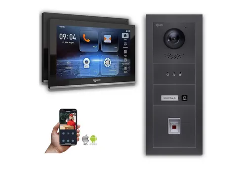 Goliath IP Video-Türsprechanlage 10-Zoll mit Fingerprint - Moderne IP-Video-Türsprechanlage für Einfamilienhäuser: Mit 10-Zoll Monitor, Fingerprint-Sensor und robustem Design. Bietet hohe Bildqualität und einfache Kommunikation für mehr Sicherheit und Komfort im Alltag.