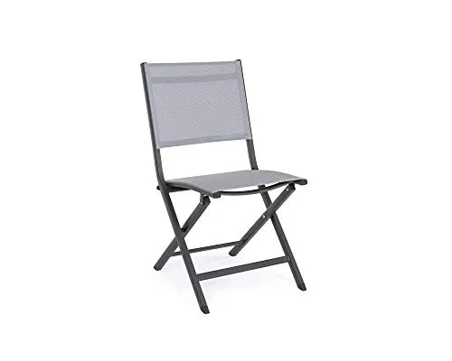 Bizzotto Gartenstuhl ELIN, klappbar, anthrazit/grau - Gartenstuhl mit modernem Design, klappbar und platzsparend, ideal für Terrasse oder Garten. Robustes Aluminiumgestell und wetterbeständige Textilen sorgen für Langlebigkeit.