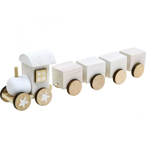 Holzeisenbahn Deko Weihnachtszug Weiß 20cm Tischdekoration Christbaum