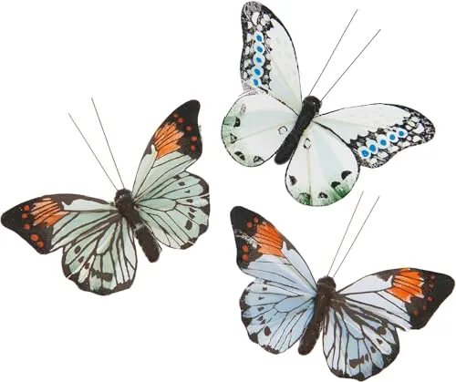 Rico Design Schmetterling mit Clip Dekostecker Frühling Set Dekofigur Tischdeko Fensterbank Garten Dekoaccessoire Schmetterlingsclip Kreatives Basteln Frühlingsdeko Innenbereich Blau-Grün