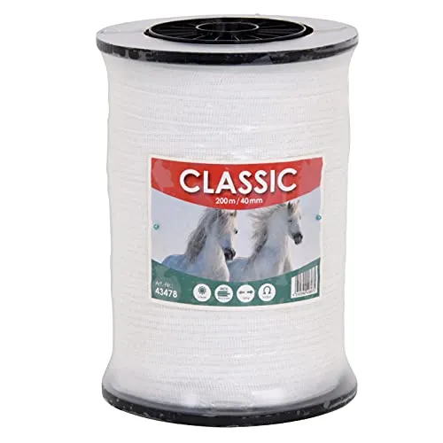 VOSS.farming Weidezaunband 40mm Classic 8 x 0,16 NIRO, weiß, Weidezaun und Elektrozaun Band, Elektroband, Pferdezaun, Pferdeband, Ponyzaun, Sparset (1200 m)