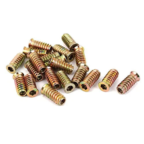 sourcing map 20 Stück Einsatz M6 x 25mm Gewinde Innensechskant E-Muttern für Holz Möbel