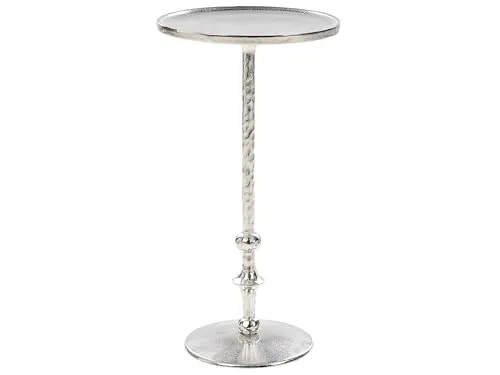 Beliani Beistelltisch Metall Silber rund mit Säulenfuß 32 cm