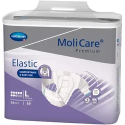 MoliCare Premium Elastic 8 Tropfen - Gr. Large - Inkontinenzslip mit höchstem Tragekomfort - Inkontinenzeinlagen für Menschen mit mittlerer bis schwerer Inkontinenz. Hohe Saugkraft, elastische Seitenteile und einfache Handhabung für optimalen Schutz und Komfort.