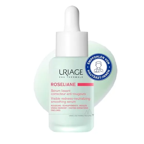 Roséliane Siero Levigante Anti-Rossore URIAGE 30ml - Beruhigendes Serum zur Reduzierung von Rötungen, ideal für empfindliche Haut und sorgt für ein gleichmäßiges Hautbild.
