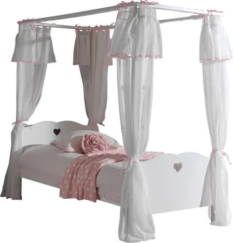 Himmelbett Amori 90x200cm mit Bettkasten und Voile-weiß