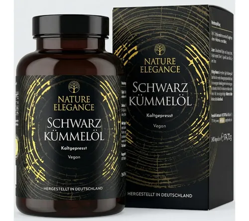NEOLYMP Schwarzkümmelöl Kapseln - 1000mg vegan kaltgepresst aus Nigella sativa Kapseln, 4-Monats-Vorrat, 240 Softgels kaltgepresst mit pflanzlichem Vitamin E