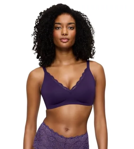 Triumph Amourette N01 Büstenhalter Royal Purple 75C - Halbtransparente, ungepolsterte Körbchen aus komfortabler Stretchspitze. Verstellbare Riemen und Klettverschluss für perfekten Halt und individuelle Anpassung.
