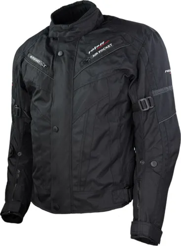 roleff Motorradjacke RO545 - Schwarz, wasserdicht & atmungsaktiv in XL - Hochwertige Motorradjacke aus Kodra® 500D mit Protektoren, ideal für den Einsatz bei jedem Wetter. Verstellbarer Rumpfabschluss und fünf praktische Taschen bieten zusätzlichen Komfort und Funktionalität.