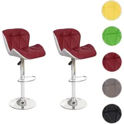 2er-Set Barhocker HWC-A92, höhenverstellbar & drehbar in Bordeaux - Barmöbel mit bequemer Polsterung, eleganten Ziernähten und stabiler Fußablage. Ideal für gemütliche Abende und vielseitig einsetzbar in jedem Wohnraum.