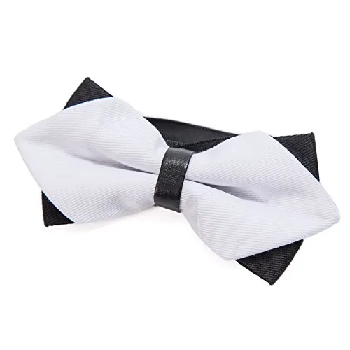 DonDon spitze Herren Fliege Schleife im Retro Look mit Haken gebunden vorgebunden und längenverstellbar weiß