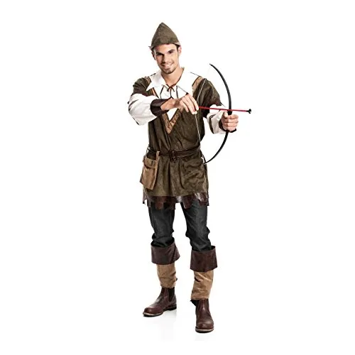 Kostümplanet® Robin Hood Kostüm Herren - Kostüm-Outfits für Erwachsene, komplettes Set mit Oberteil, Gürtel, Tasche und Hut, aus super bequemen und weichen Stoff für optimalen Tragekomfort.