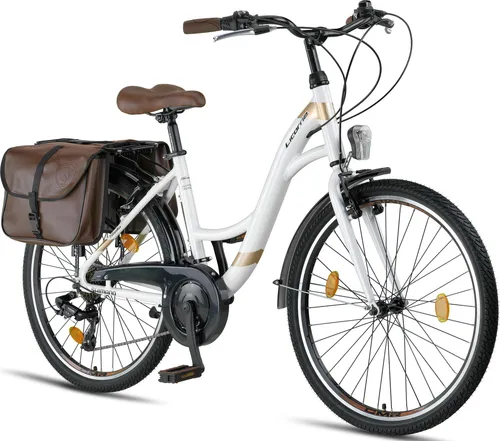 Licorne Bike Stella Plus Premium City Bike - 21 Gang Aluminium Fahrrad - Vielseitiges Cityfahrrad mit leichtem Aluminiumrahmen und 21 Gang-Schaltung. Ideal für Stadtfahrten und Ausflüge. Schnelle Montage, 85 % vormontiert, inklusive Werkzeug. StVZO-konform mit Beleuchtung.