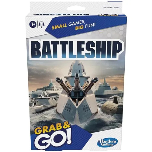 Hasbro Gaming Schlachtschiff-Strategiespiel, Reisespielzeug für Kinder, Sommer-Reisespiel, tragbarer Spaß für 2 Spieler, Greifen und Go, ab 7 Jahren