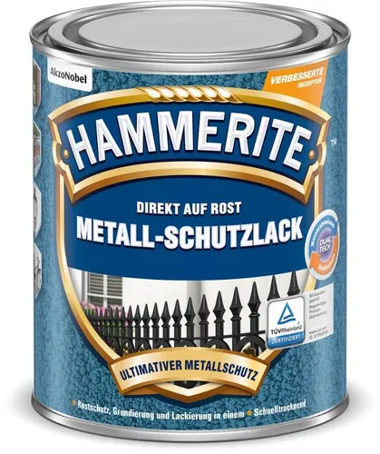 Hammerite Rostschutzfarbe Metall-Schutzlack, 3in1, Hammerschlag, dunkelgrün, glänzend, 0,75l