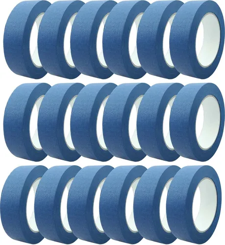 Rollen Pro Mask blau Feinkreppband 25mm x 50m - Maler-Krepp mit hoher Temperaturbeständigkeit bis 95°C, ideal für präzises Abkleben und Malerarbeiten, sorgt für saubere Kanten und einfache Anwendung.