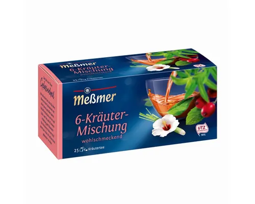Meßmer Tee, Meßmer 6 Kräuter Mischung wohlschmeckend Kräutertee 50g 4er Pack
