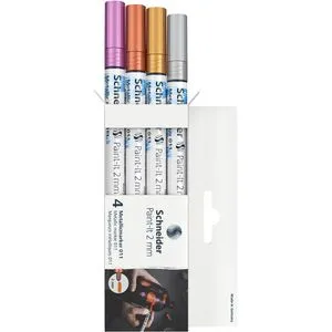 Schneider Metallic-Stifte Paint-It 011, Set 1, farbig sortiert, Strichbreite 2 mm, Rundspitze, 4 Stück
