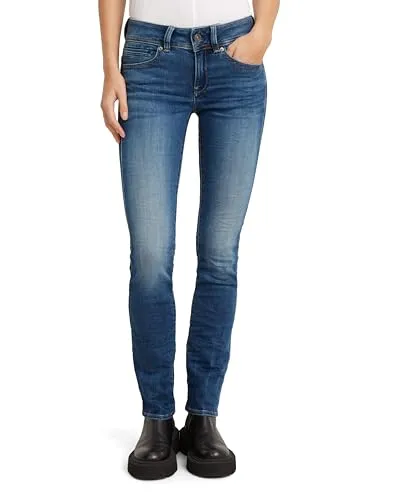 G-STAR RAW Damen Midge Saddle Straight Jeans - Stylische Jeans mit normaler Bundweite und hoher Leibhöhe, Loose Fit an den Knien für optimalen Komfort und modernes Design.