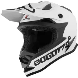 Bogotto V321 Solid Motocross Helm, weiss, Größe XS für Männer - Motorradhelme mit Außenschale aus robustem Thermoplastik, ECE 22-05 zertifiziert, für optimale Sicherheit und Komfort beim Fahren.