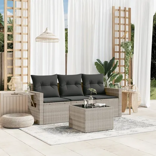 Maison Exclusive 4-tlg. Garten-Sofagarnitur Hellgrau