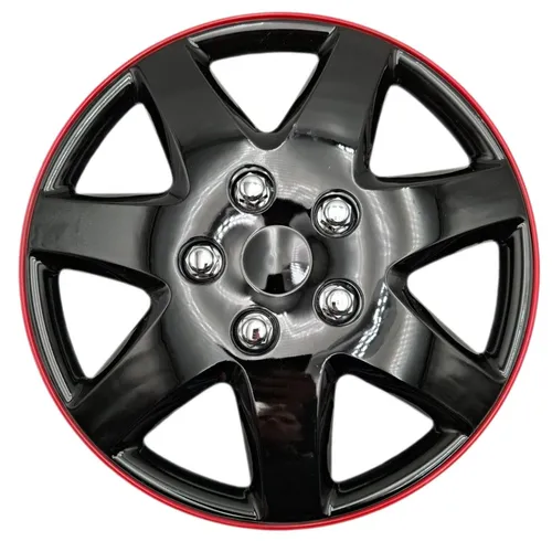 AUTO-STYLE Satz Radzierblenden Michigan 14-Zoll Schwarz/Rot unrandet