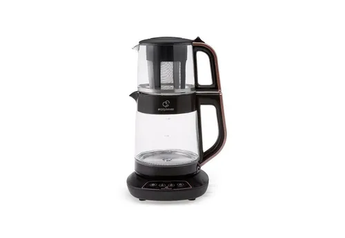 Karaca Çaysever 3-in-1 Teekocher, Wasserkocher & Babynahrungserhitzer - Vielseitige Teemaschine mit automatischem Brühen, Frischeindikator und Sprachhinweisen. Ideal für Familien, sicher dank automatischer Abschaltung.