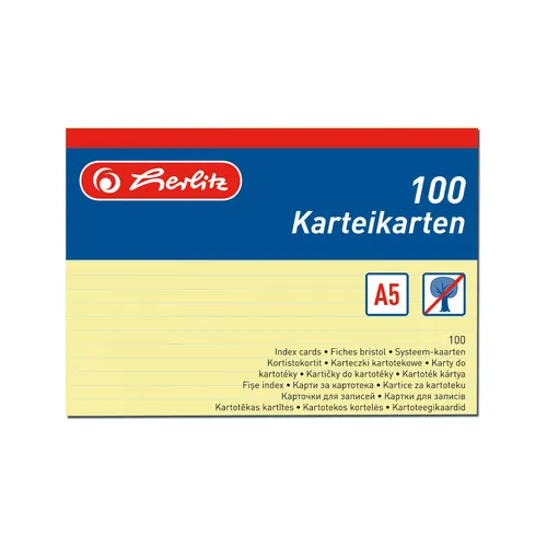 Karteikarte Karteikarten A5 liniert gelb Herlitz 100