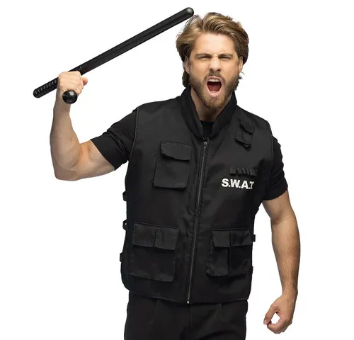 Boland 00489 - Kostüm Weste SWAT, L/XL - Kostüm-Outfits für Erwachsene, vielseitige SWAT-Weste mit vielen Taschen und auffälligem S.W.A.T.-Aufdruck, perfekt für Karneval, Halloween und Mottopartys.