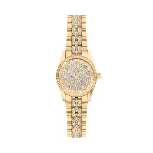 Michael Kors Lexington Damenarmbanduhr, 26mm Quarzwerk mit Edelstahlarmband - Elegante 26-mm-Damenarmbanduhr mit goldfarbenem Edelstahl und kratzfestem Mineralglas. Anpassbares Armband für optimalen Tragekomfort, ideal für jeden Anlass.