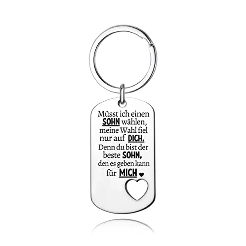 PREMIUM Schlüsselanhänger mit edler Gravur Herzensbotschaft I Glücksbringer für deinen Lieblingsmensch I Geschenk für Mama, Papa, Schwester, Bruder, Tochter, Sohn, Opa, Oma, Freundin, Frau (Sohn)