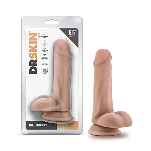 Blush Novelties Dr. Skin Realistischer 6,5 Zoll langer 1,25 Zoll dicker Dildo mit Saugnapfbasis und Kugeln, realistischer Dildo, weich, echtes Gefühl, weiblicher Sexspielzeugdildo