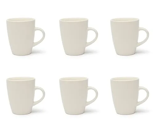 Excelsa Set Von 6 Mug Fashion White - Thermobehälter – Elegantes Set aus 6 weißen Keramikbechern (40 cl) für Heißgetränke, spülmaschinen- und mikrowellengeeignet, ideal für stilvolle Teerituale.