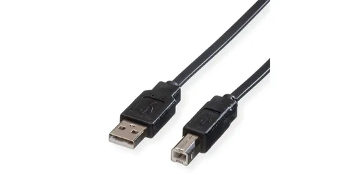 Płaski kabel USB 2.0 do notebooków ROLINE, typ A-B, czarny, 0,8 m