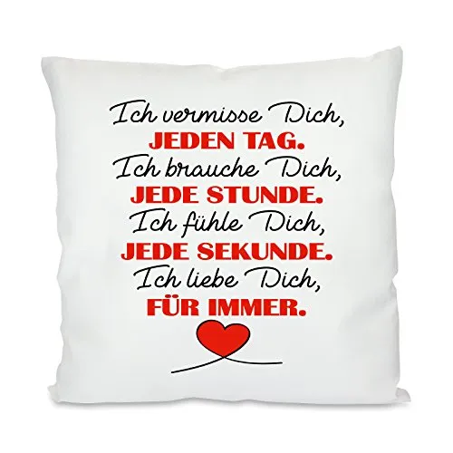 Herzbotschaft Lieblingsmensch Kissen mit Motiv Modell: Ich Liebe Dich für Immer, Stoff, Weiß, 45 x 45 x 10 cm