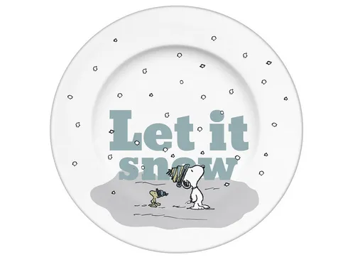 Geda Labels GmbH Frühstücksteller Peanuts Winter, (1 St), Weiß, 20,5 cm, spülmaschinengeeignet