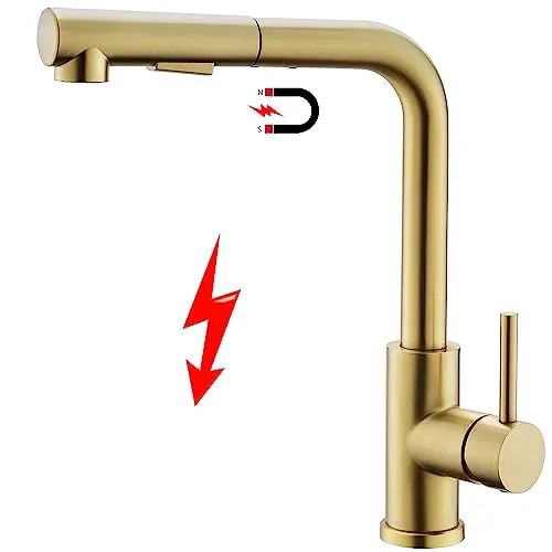 Tohlar Niederdruck Armatur Küche Gold - Berührbare Wasserhähne für die Küche - Ausziehbare Armatur mit 360° Drehbarkeit und zwei Strahlarten, ideal für gründliche Reinigung und einfache Installation ohne Klempner.